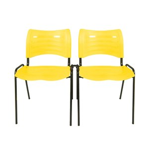 Kit 2 Cadeiras Iso Turim plastica Igreja Recepção Escola Amarela com conector PopMov kit 2 cadeira i
