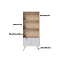 Estante de Livros Link com 2 Portas e 3 Prateleiras Branco Fosco Taurani Nobre Colibri Moveis - 6