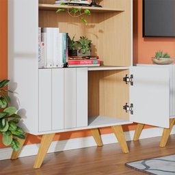 Estante de Livros Link com 2 Portas e 3 Prateleiras Branco Fosco Taurani Nobre Colibri Moveis - 3