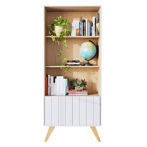 Estante de Livros Link com 2 Portas e 3 Prateleiras Branco Fosco Taurani Nobre Colibri Moveis