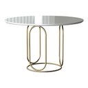 Ver imagem 1 de Mesa de Jantar Cozinha Omega Redonda Base Dourada Light 1.30 Cm Vidro Branco