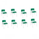Ver imagem 1 de Kit 8 Cadeira Iso Infantil Creche, Base Branco Verde Escuro