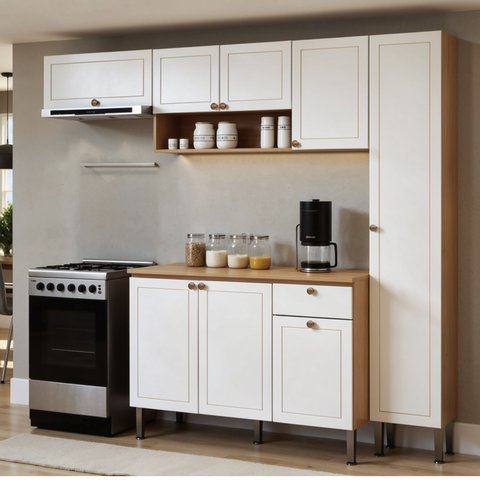 Armário de Cozinha Modulada 2,25m 5 Peças Essencia Frise Genialflex