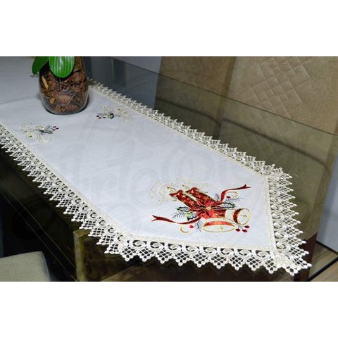 Caminho de Mesa Bordado Velas de Natal - 1,80 M