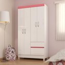 Ver imagem 2 de Jogo de Quarto Roupeiro e Comoda Mainz Branco Rosa