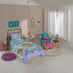 Jogo de Cama Lençol Elastico Solteiro Infantil Skye 3 Pecas Menina Lepper