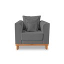 Ver imagem 5 de Kit Sofá 3 Lugares e 2 Poltronas Beny Viena Com Almofadas Decorativa Linho Grafite - Madeira Prima D