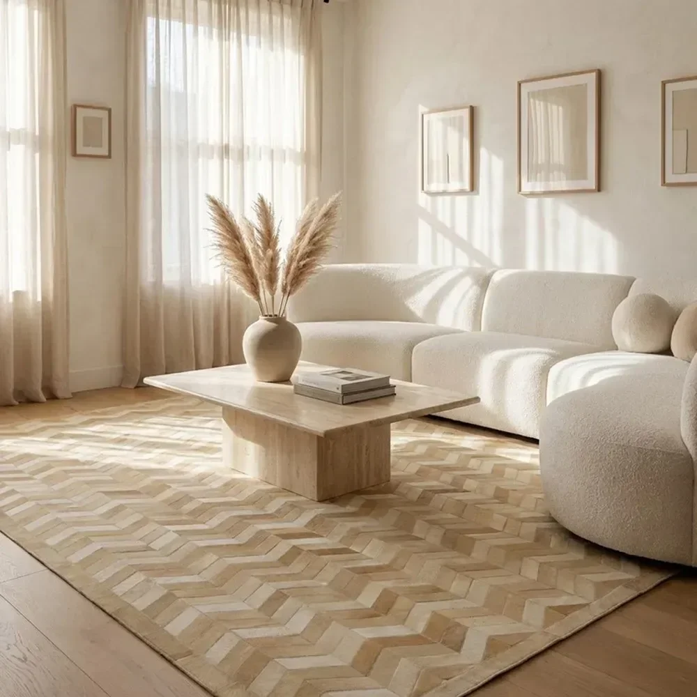 Ver imagem 2 de Tapete de Couro Legítimo Geométrico -:250x300