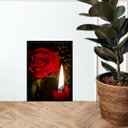 Ver imagem 1 de Quadro Umbanda Rosa e Vela Vermelha 33x24cm - com Vidro:madeira Branca