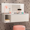 Ver imagem 2 de Penteadeira Mesa de Maquiagem Joy Suspensa 01 Gaveta com Espelho Branco - Desk Design