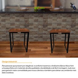 Kit 2 Banco Banqueta Nova York Industrial Cozinha Área Gourmet Preto - 2