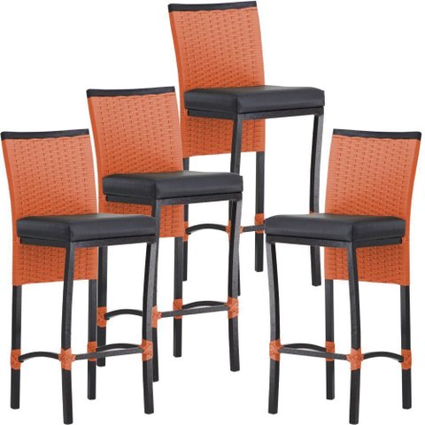 4 Banqueta Cannes em Alumínio Corda Náutica para Edícula, Balcão, Mesa de Jantar Trama Original
