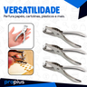 Kit 3 Alicate Furador Papel 6mm Perfurador Cortador Multiuso Ergonômico Círculo Encadernação Folha F - 4