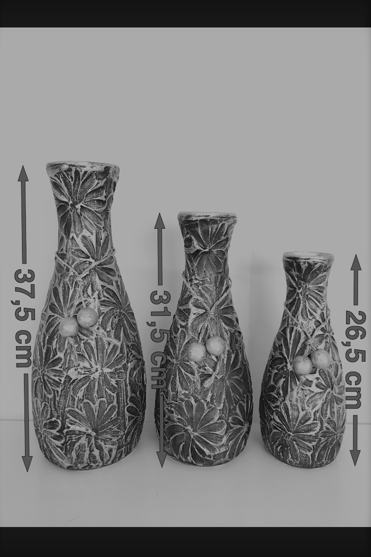 Vasos Decorativos - Cerâmica - Preto com detalhes - 4