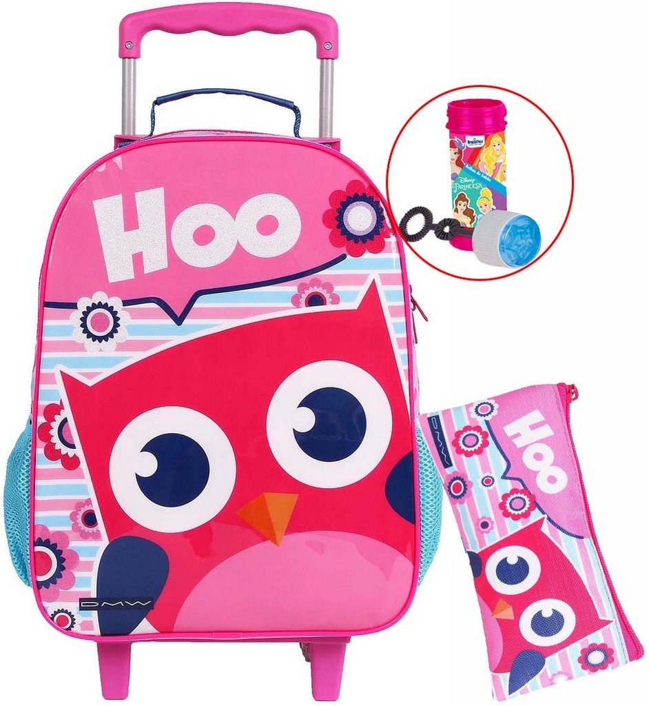 Kit Mochila Bolsa Carrinho Infantil Hoo Menina Bolhas de Sabão Rosa ...