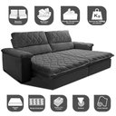 Ver imagem 3 de Sofá Retrátil e Reclinável 2,75m Molas Ensacadas Cama inBox Big Home com Bordado 3D Velusoft