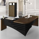 Ver imagem 1 de Escritório Completo 2 Portas Charuto/Preto - Artany Móveis