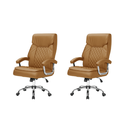 Ver imagem 1 de kit 2 Cadeiras de Escritório Luxo Presidente CARAMELO Base de aço Giratória cromada - Mola ensacada 