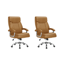 Ver imagem 3 de kit 2 Cadeiras de Escritório Luxo Presidente CARAMELO Base de aço Giratória cromada - Mola ensacada 