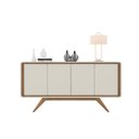 Ver imagem 1 de Buffet Chan 1.60m 100% Mdf Estilo Retrô com Pés em Madeira Cantos Arredondados 4 Portas e Dobradiças