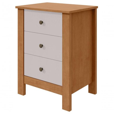 Mesa de Cabeceira 3 Gavetas Maggiore Amendoa Clean Off White