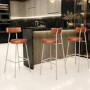 Ver imagem 2 de Kit 04 Banquetas Alta Bar Cozinha Sala de Jantar Aço Milão Arena L02 Couríssimo Camel - Lyam Decor