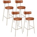 Ver imagem 1 de Kit 04 Banquetas Alta Bar Cozinha Sala de Jantar Aço Milão Arena L02 Couríssimo Camel - Lyam Decor