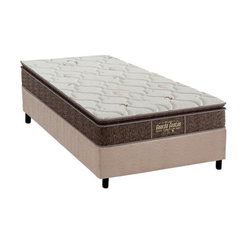 Cama Box Solteiro: Colchão Ortopédico Probel Guarda Costas Extra Firme + Base CRC Suede Clean(