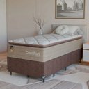Ver imagem 1 de Cama Box Solteiro + Colchão Comfort Class Pillow Top 88x188 Bege/suede Marrom
