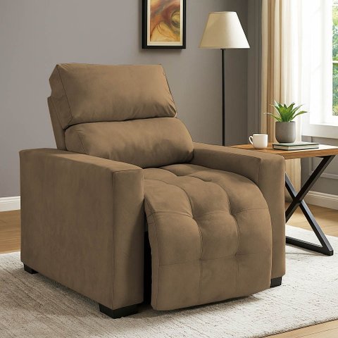 Poltrona Cadeira do Papai e Mamãe Reclinável Retrátil para Sala de Descanso Madri Capuccino
