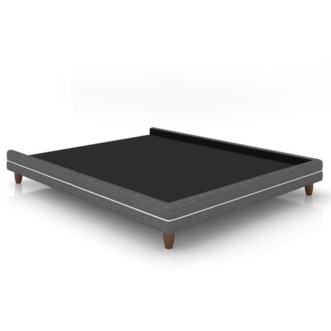 Cama King Base Box 195cm Many P02 Linho Cinza - Mpozenato