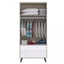 Ver imagem 2 de Guarda-Roupa de Bebê 2 Portas 2 Gavetas Retrô Bege/Fresno/Branco
