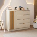 Ver imagem 1 de Cômoda Sapateira Infantil Ayla 100% MDF 4 Gav 1 Pt Detalhes Ripados Quarto de Bebê Off White Phoenix