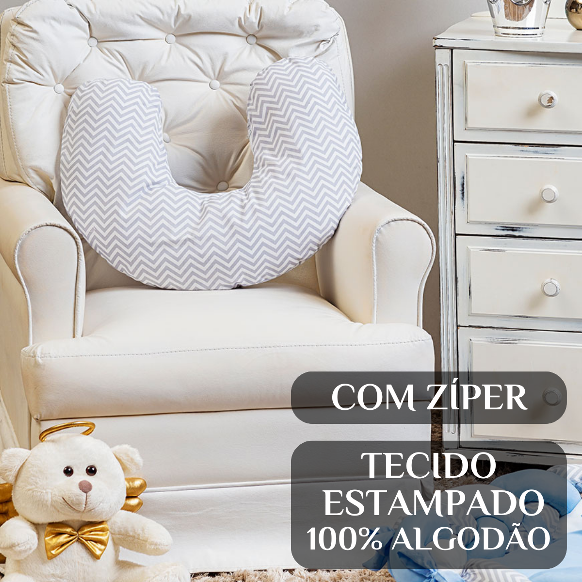 Almofada de Amamentação Safari Estampada 100% Algodão Conforto e Estilo:listrado - 3