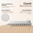 Ver imagem 3 de Couch Barcelona Couro Natural Design Modernista Linha Premium Sala Escritório Alto Padrão - Branco