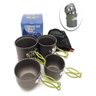 KIT DE PANELAS PARA CAMPING VIAGEM PRAIA PESCA CONJUNTO 4 PECAS COMPACTO EM ALUMINIO - 2
