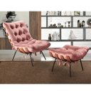 Ver imagem 2 de Poltrona Sala Estar Decorativa Costela de Adão com Puff Luxo:poltrona Costela Veludo Rose