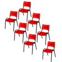 Ver imagem 2 de Kit 7 Cadeiras Iso Fixa Empilhável Escola Igreja Salão:vermelho