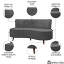 Ver imagem 3 de Sofá 2 Lugares para Sala Living 135cm Pés Palito Korah K04 Veludo Cinza Escuro - Mpozenato