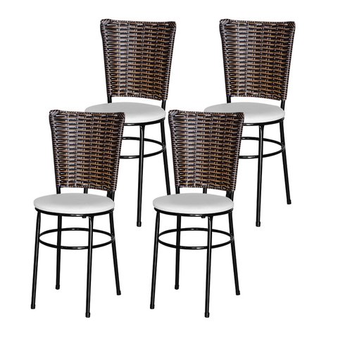4 Cadeiras para Mesa Preta Hawai Avelã:branco
