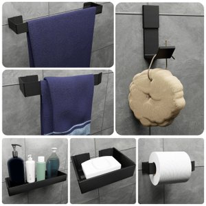 Kit Acessórios Para Banheiro, Lavabo 6 Peças - Preto