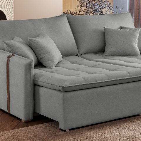 Sofá Cama 3 Lugares Retrátil 200cm DetroidElegance móveis  Linho Cinza