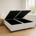 Ver imagem 5 de Cama Box Bau Branca Corino King 1,93cm Premium Blindada Super Reforçada