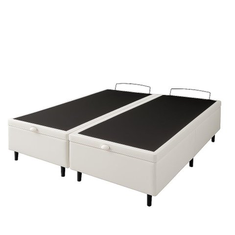 Cama Box Bau Branca Corino King 1,93cm Premium Blindada Super Reforçada