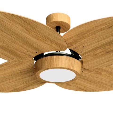Ventilador de Teto Natuvent Dahlia Led 4 Pás Madeira Freijó 3000k Branco Quente, Luz Amarela 127v