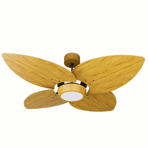 Ventilador de Teto Natuvent Dahlia Led 4 Pás Madeira Freijó 3000k Branco Quente, Luz Amarela 127v