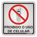 Ver imagem 1 de Placa de Alumínio Auto-adesiva 15x15cm Proibido o Uso de Celular - 120 Ba - Sinalize Placa Auto-ades