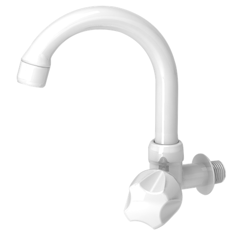 Torneira Multiuso Modelo de Parede Bica Baixa Especial Pp Bitola 1/2'' e 3/4'' Cor Branco Durín