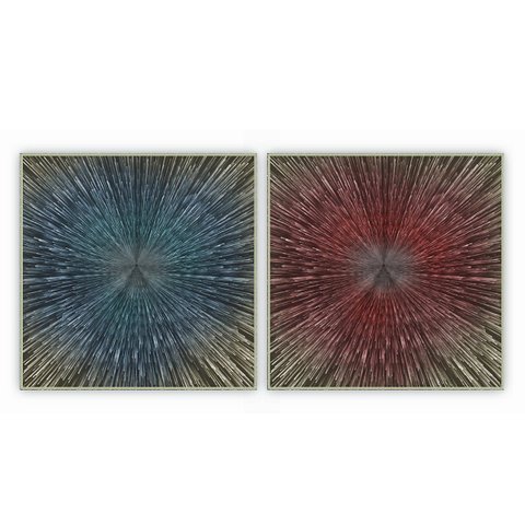 kit com 2 Quadros Decorativos Abstratos com Moldura e Vidro para Sala Quarto Escritórios e Clínicas