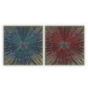 Ver imagem 1 de kit com 2 Quadros Decorativos Abstratos com Moldura e Vidro para Sala Quarto Escritórios e Clínicas